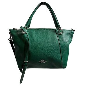 Coach Emerald Green Pebbled Leather Shoulder Tote $248